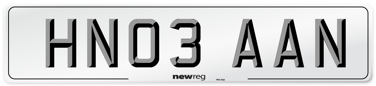 HN03 AAN Number Plate from New Reg